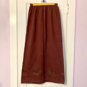 Blue Fish burgundy wide leg pants.